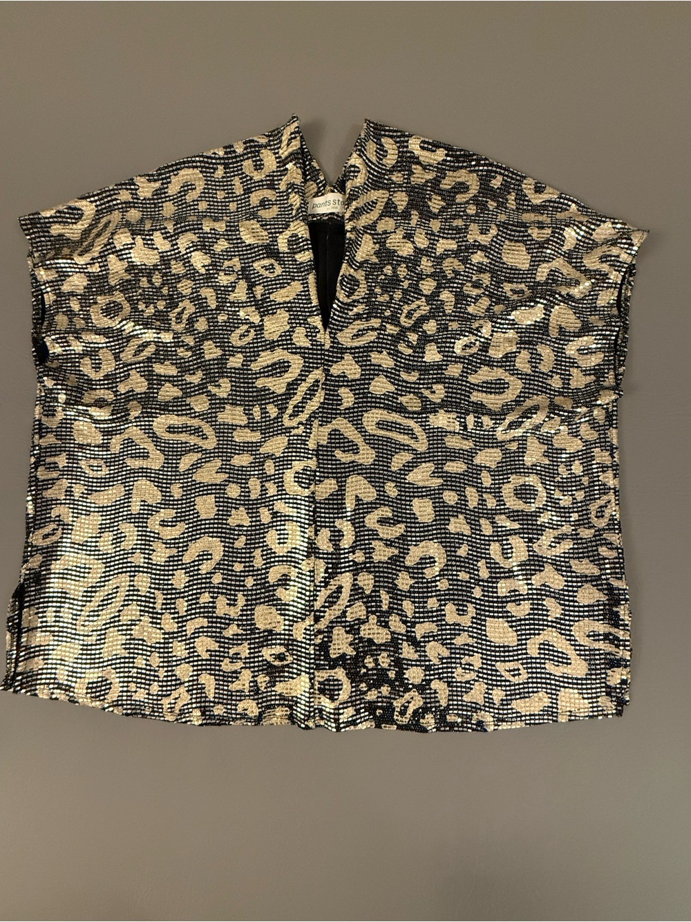 Metallic Leopard Print Boxy Top - Gold/Black